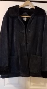 Dennis Basso Blue Suede Leather Coat Large